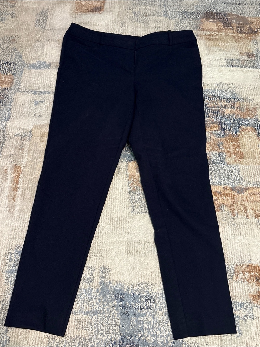 LOFT Navy Curvy Straight Waist Pants